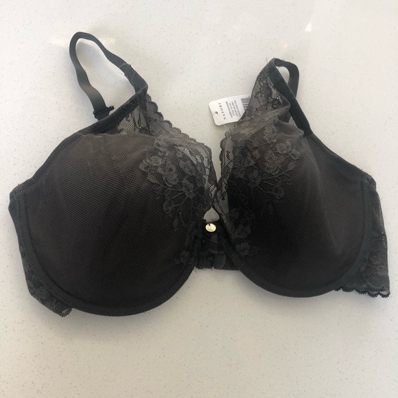 NATORI CHERRY BLOSSOM CONVERTIBLE lace BRA dark grey - Picture 4 of 5